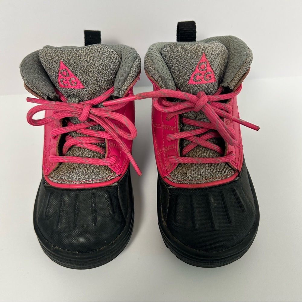 Nike Woodside 2 High Baby Toddler Boot Shoe Leather Rain Pink Gray Girl's Size 6 - Picture 5 of 11